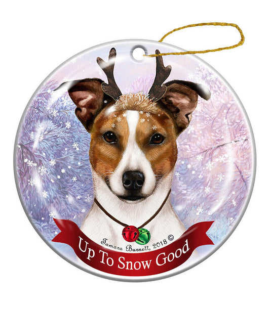 Holiday Pet Gifts Rat Terrier Brown/White Tipped Dog Porcelain Christmas