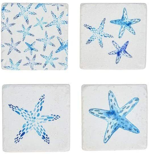 Ganz CB175864 Starfish Coaster, Set of 4, 4-inch Square