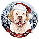 Holiday Pet Gifts Clumber Spaniel Lemon/White Dog Santa Hat Porcelain Ornament