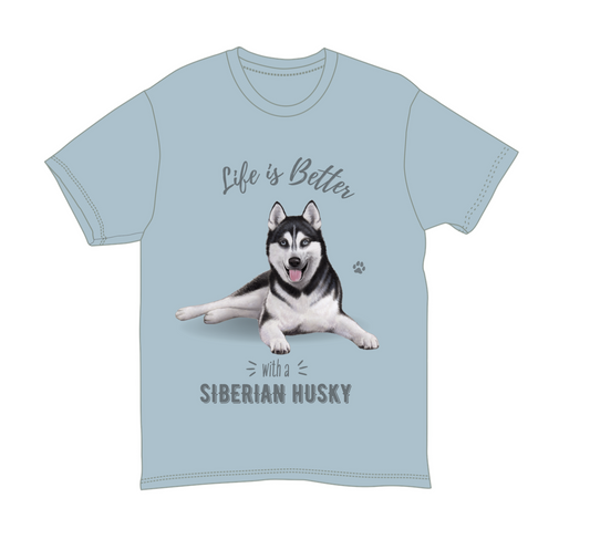 Siberian Husky Unisex 100% Cotton T-Shirt - Super Soft & Comfortable, Large