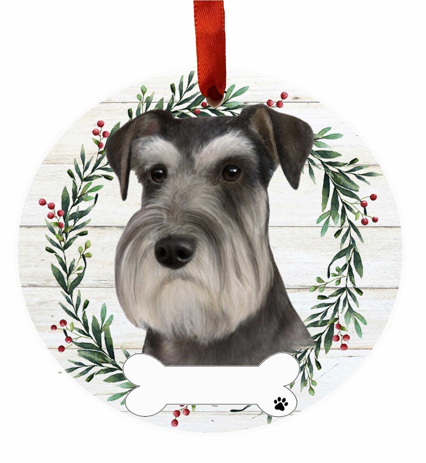 Schnauzer Uncropped Ornament - E&S Pets, DIY Personalizable, Ceramic Round