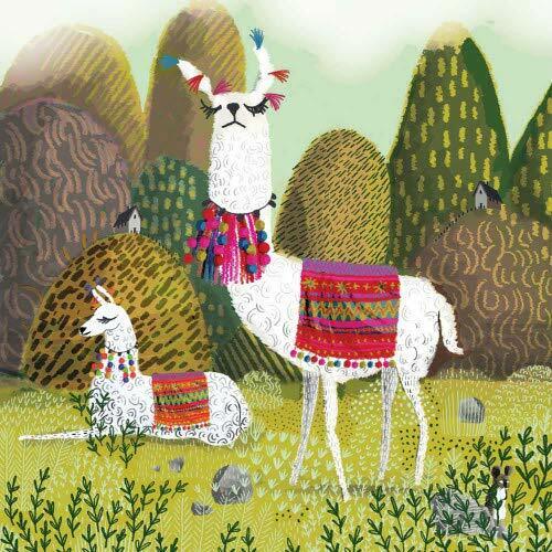 Paperproducts Design Evita Llama Beverage Napkin, 5" x 5", Multicolor