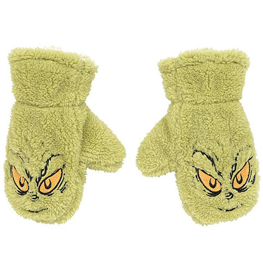 Department 56 Dr. Seuss Grinch Face Sherpa Fleece Mittens, Youth One-Size