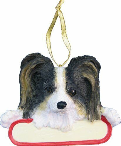 Papillion  Ornament "Santa's Pals" With Personalizable Name Plate
