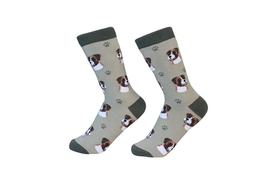 Boxer, Uncropped Ears Dog Breed Socks Unisex Sock Daddy by E&S Pets