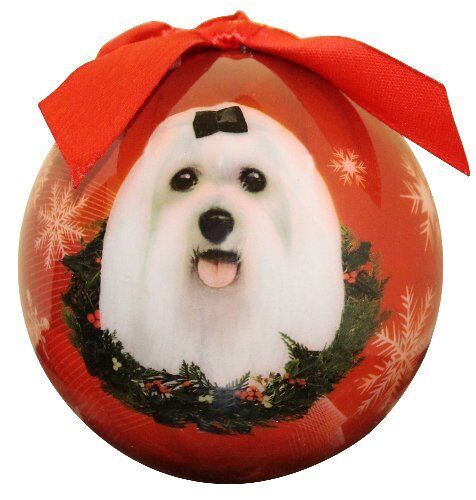 Maltese Christmas Ornament Shatter Proof Ball Easy To Personalize
