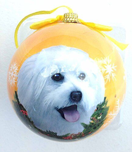 E&S Pets Maltese Puppy Cut Shatterproof Christmas Ornament