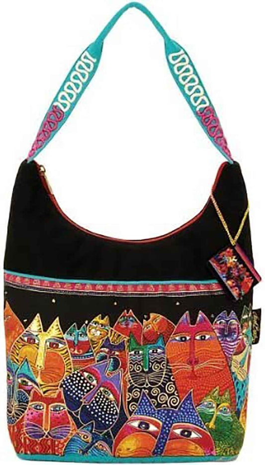 Laurel Burch Medium Scoop Tote Zipper Top 14 x 3 x 12, Fantasticats