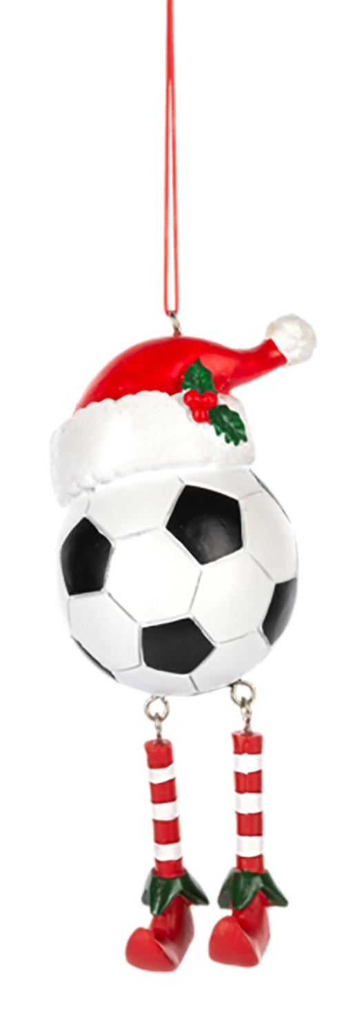 Midwest/CBK Sport Ball Ornament with Santa Hat and Elf Shoes, 5" - Soccer