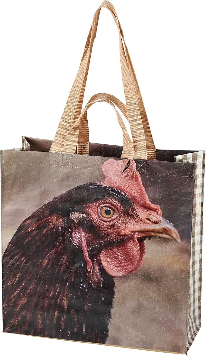 Market Tote - Chicken and Eggs, Double Sided, 15.50" x 15.25" x 6"