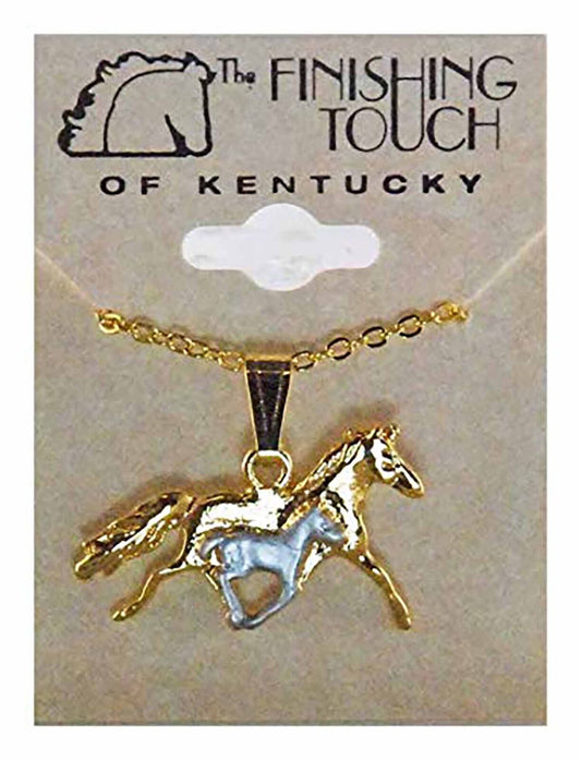 Finishing Touch 2-Tone Galloping Mare and Foal Necklace