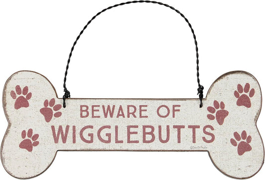 Primitives By Kathy Beware of Wigglebutts Wooden Christmas Ornament