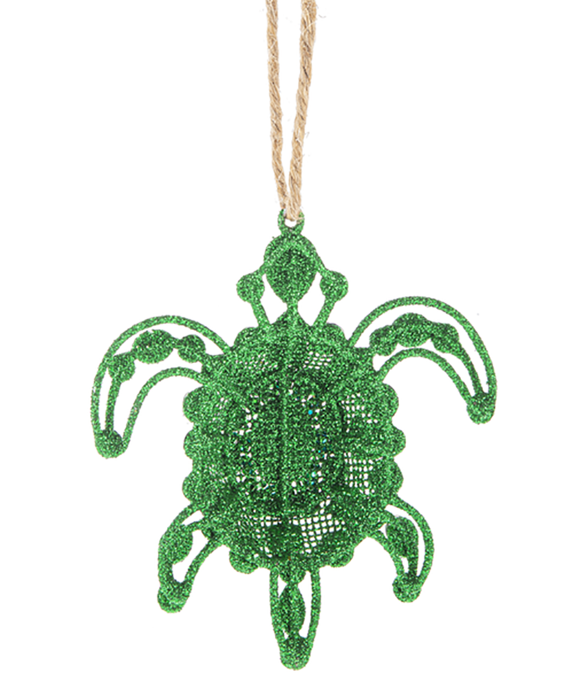 Ganz Coastal Sea Turtle Ornament, Acrylic and Zinc, 3.5" x 4"