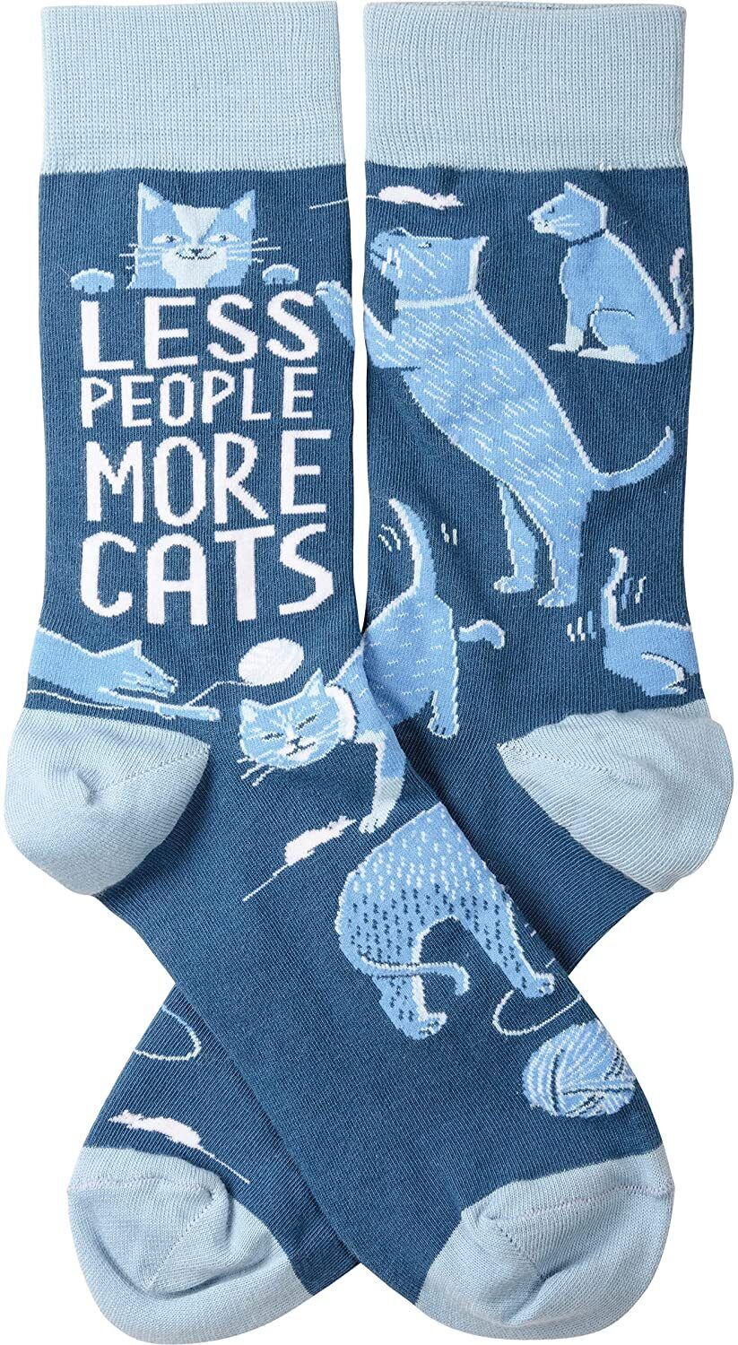 Primitives by Kathy - Less People More Cats Colorful Socks
