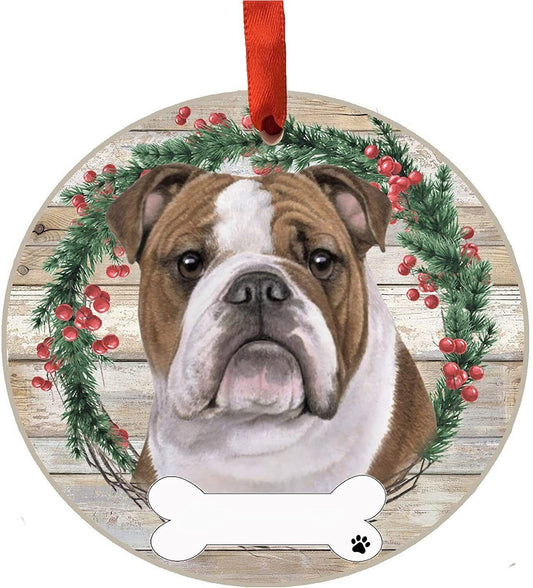 Bulldog Ornament - E&S Pets - DIY Personalizable, Ceramic Round Ornament