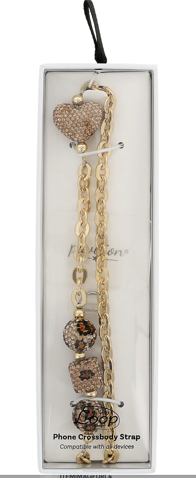 Gold Crystal Crossbody Beaded Gold Phone Chain, 56"