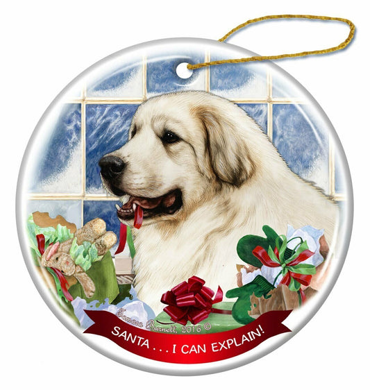 Great Pyrenees Dog Porcelain Hanging Ornament Pet Gift 'Santa.. I Can Explain!'