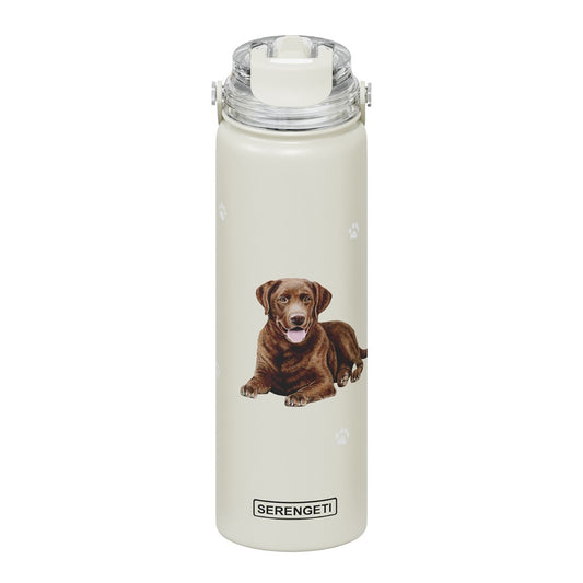 E&S Pets Stainless Steel Water Bottle 24 Oz, Spill Proof (Chocolate Labrador)