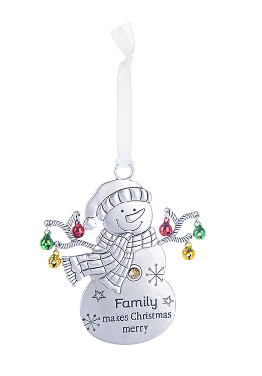 Ganz Snowman with Bells Ornament - Family makes Christmas merry