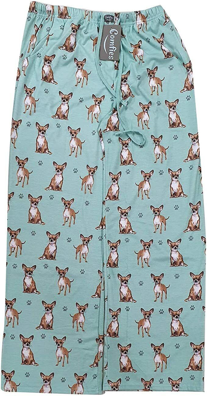 Chihuahua Unisex Lightweight Cotton Blend Pajama Bottoms- Large