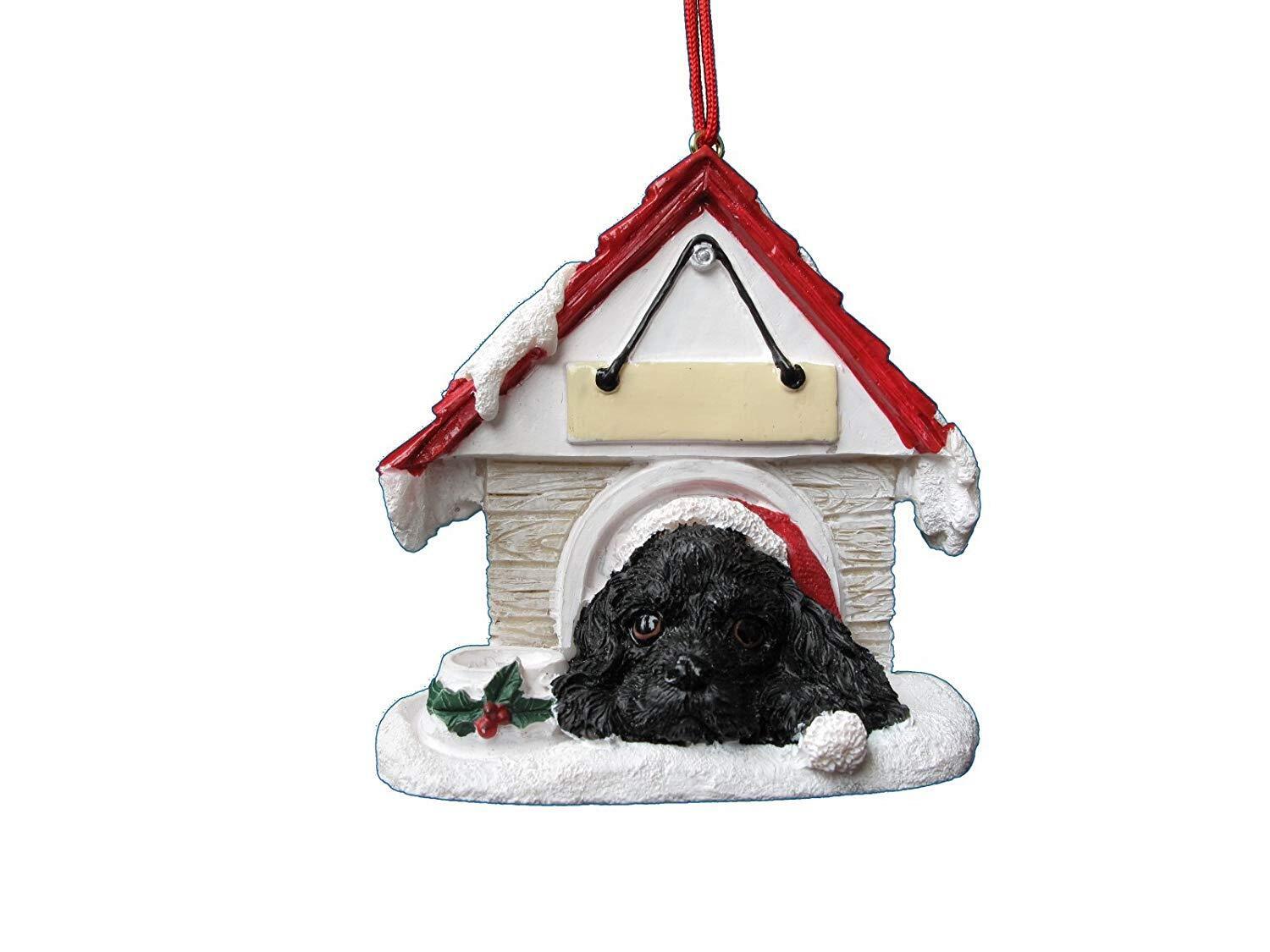 E&S Pets 35355-78c Black Cocker Spaniel Doghouse Ornament