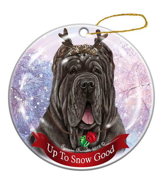 Holiday Pet Gifts Neapolitan Mastiff Tawny Crop Dog Porcelain Christmas Ornament