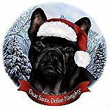 Holiday Pet Gifts French Bulldog Black Dog Santa Hat Porcelain Ornament