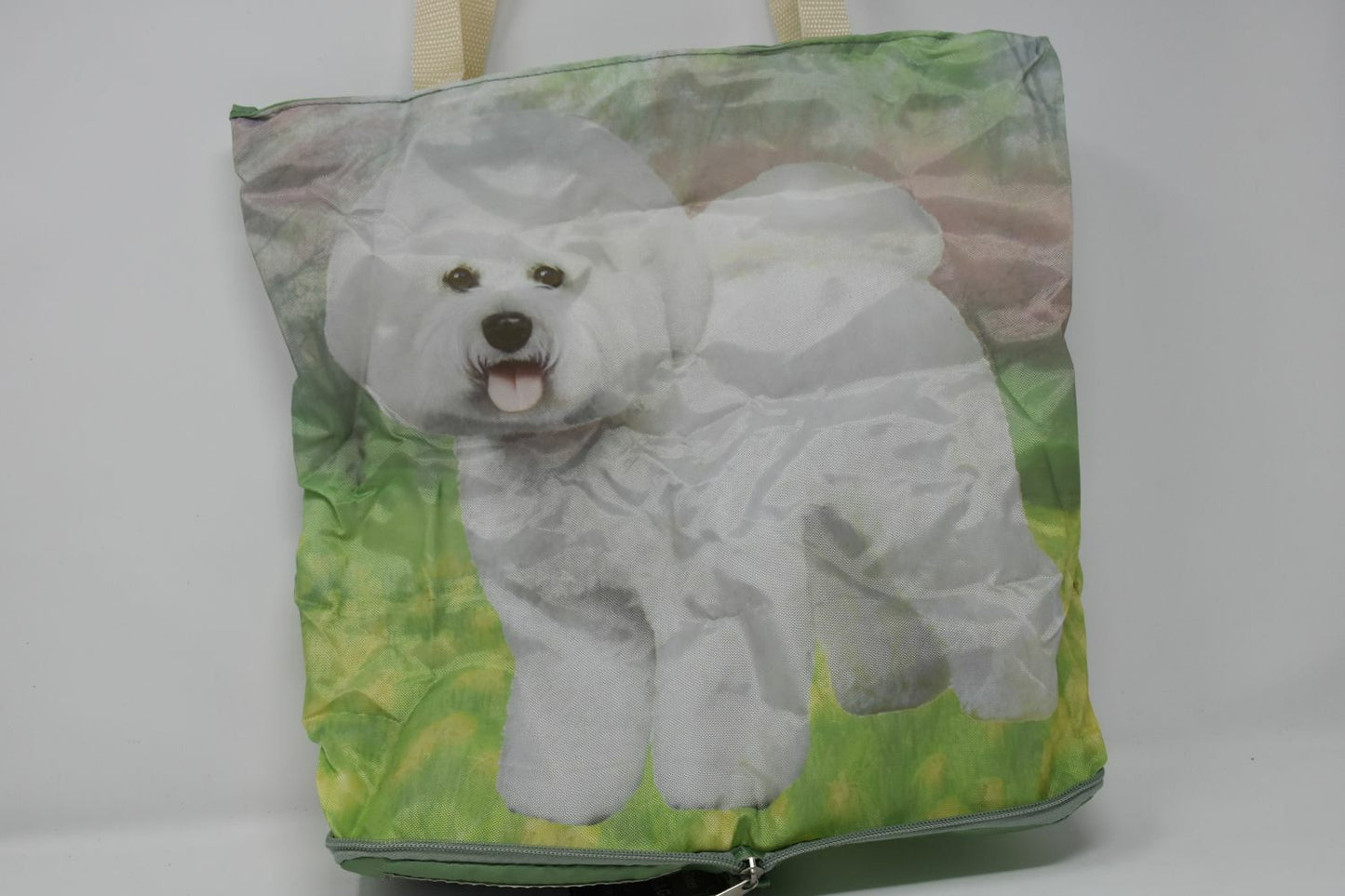 Bichon Frise Foldable Tote Bag - Durable, Waterproof - Zippered Market Tote