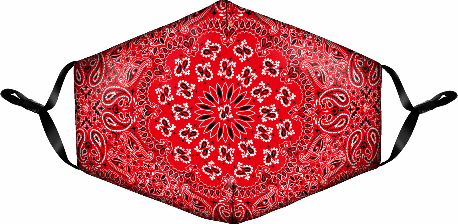 Spoontiques Fun Face Mask, Washable, Adjustable Ear Straps - Red Bandana