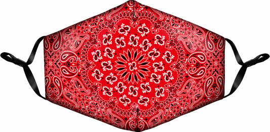 Spoontiques Fun Face Mask, Washable, Adjustable Ear Straps - Red Bandana
