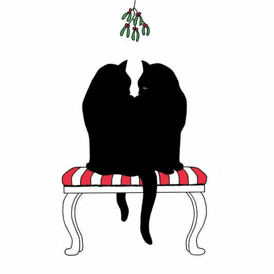 Paperproducts Design "Black Cat Mistletoe" Paper Cocktail/Beverage Napkins