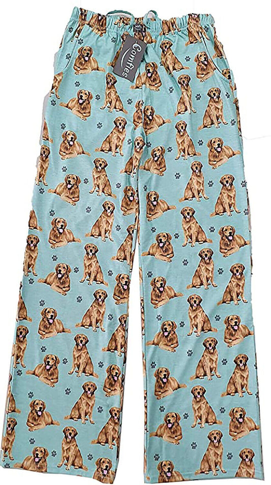 Golden Retriever Unisex Lightweight Cotton Blend Pajama Bottoms- Small