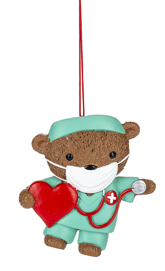 Ganz Healthcare Doctor Nurse Bear Ornament, Polyresin, 3.5 Inches