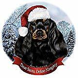 Holiday Pet Gifts Cocker Spaniel Black/Tan Dog Santa Hat Porcelain Ornament