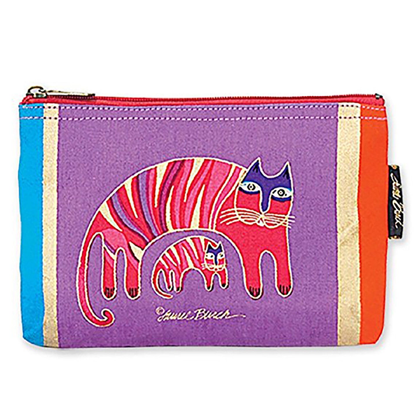 Laurel Burch Classic Felines Cosmetic Bag (Purple/Red D)