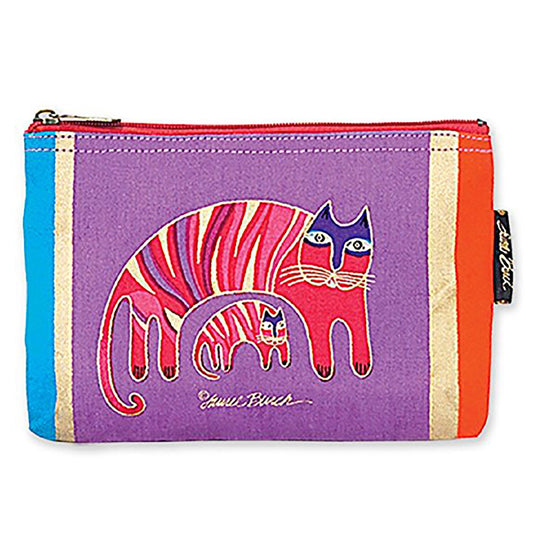 Laurel Burch Classic Felines Cosmetic Bag (Purple/Red D)