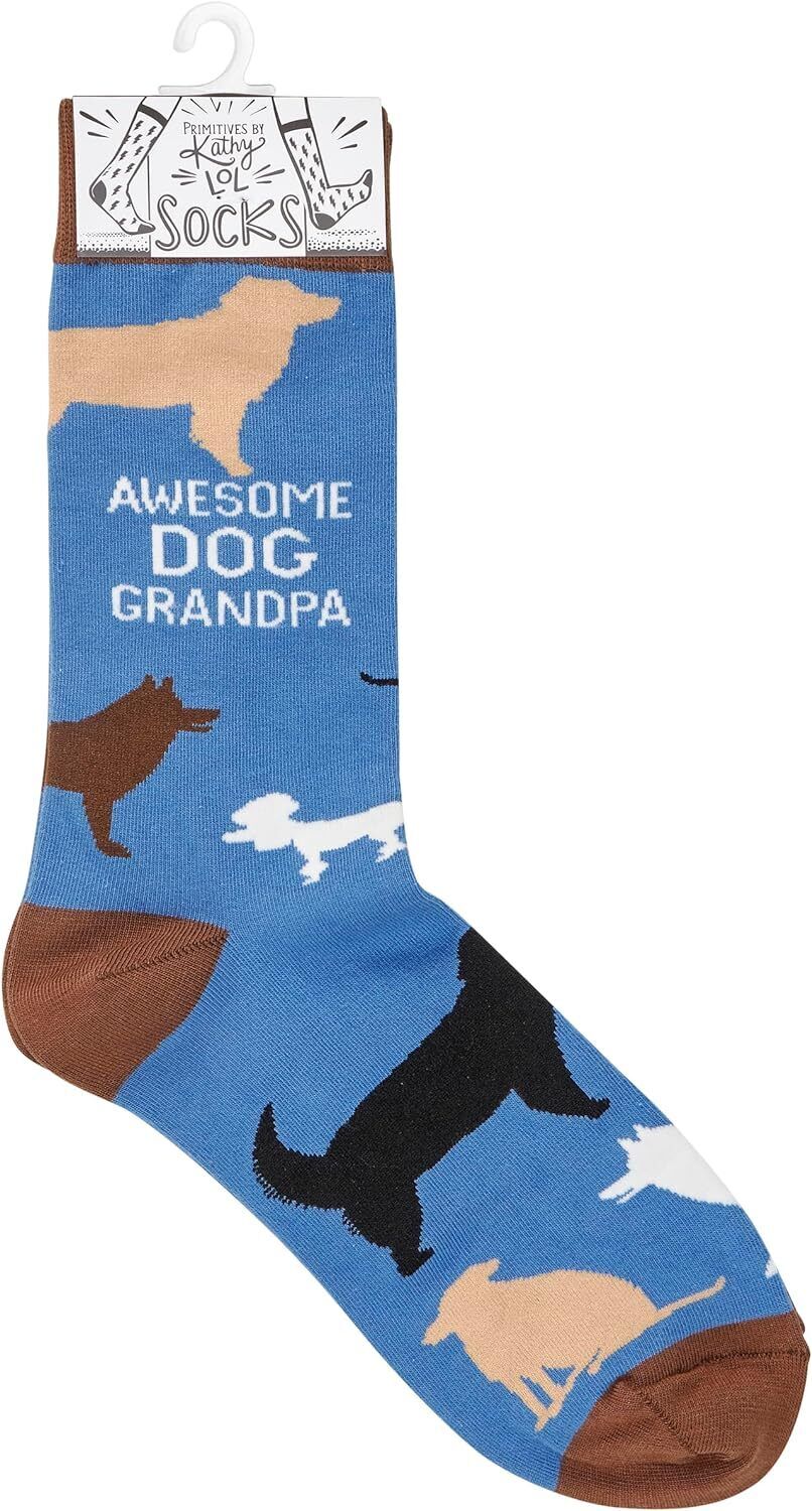 Primitives by Kathy Socks - Awesome Dog Grandpa Socks, One Size, Unisex
