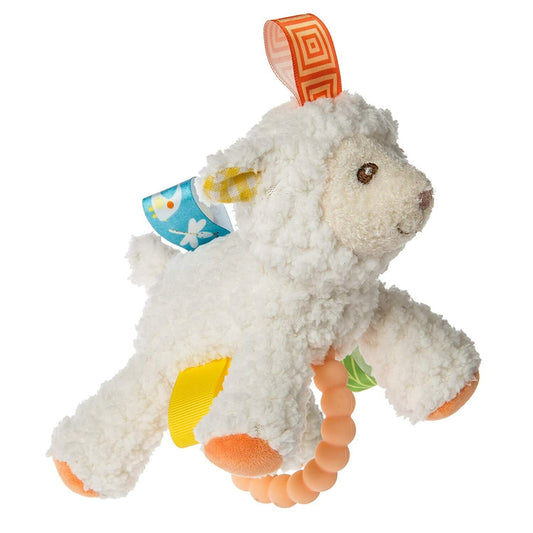 Mary Meyer Taggies Teether Baby Rattle Soft Toy, 5-Inches, Sherbet Lamb