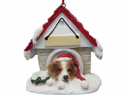 Brittany Spaniel Doghouse Ornament Hand Painted Easily Personalized