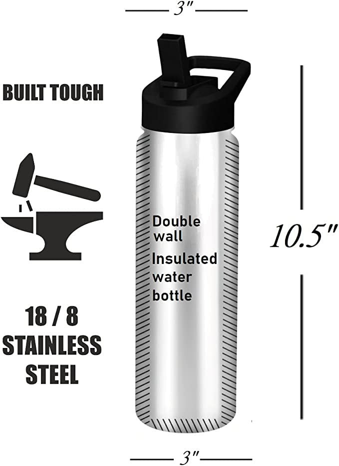 E&S Pets Stainless Steel Water Bottle 24 Oz., Spill Proof (Pitbull)