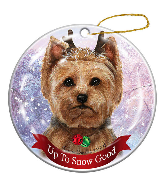 Holiday Pet Gifts Yorkie Light Brown Porcelain Christmas Ornament