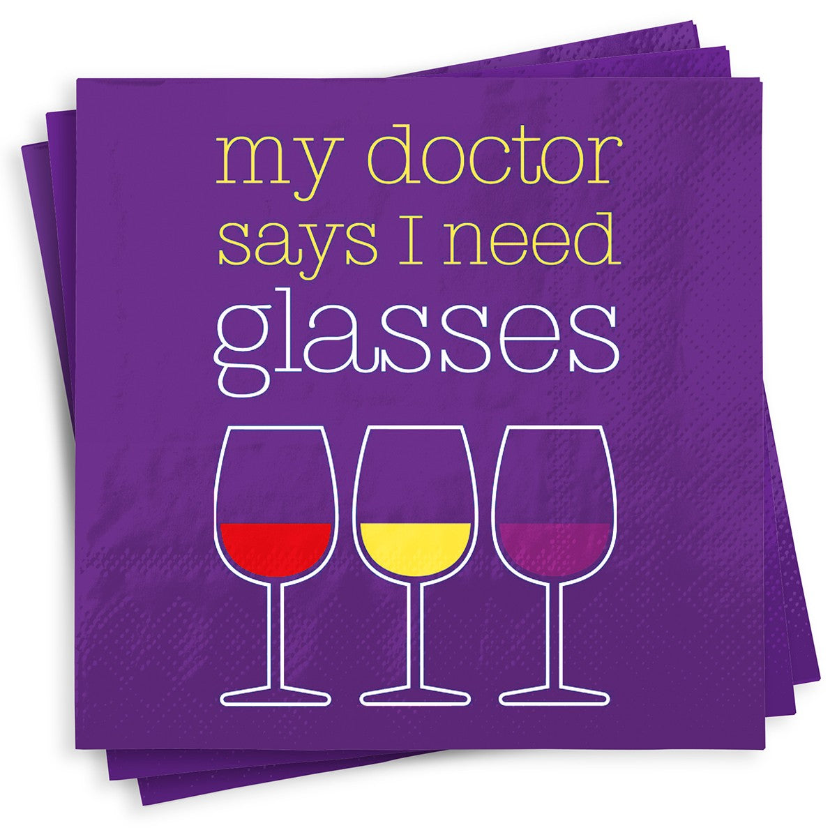 Chris's Stuff Cocktail Beverage Paper Napkins, Set of 25, Doc Says Need Glasses