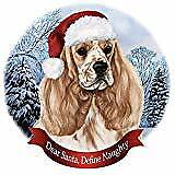Holiday Pet Gifts Cocker Spaniel Parti Buff Dog Santa Hat Porcelain Ornament