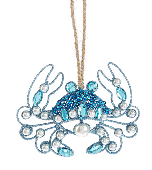 Ganz Coastal Blue Crab Ornament, Acrylic and Zinc, 4" W. x 3" L.