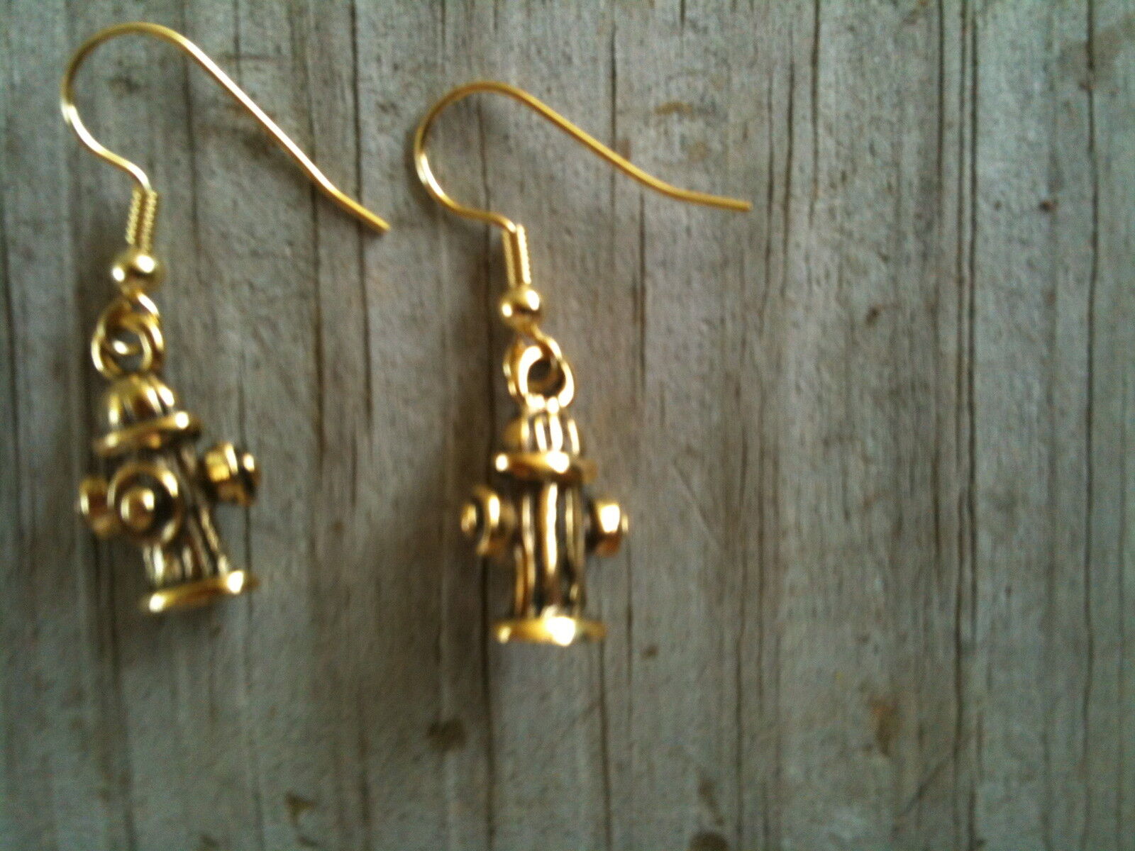 Medium Fire Hydrant Dog Gold Plated Lead Free Pewter Earrings