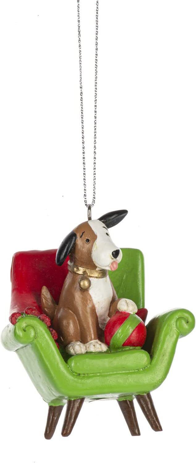 Ganz Dog on Chair Christmas Hanging Ornament, Polyresin, 3"