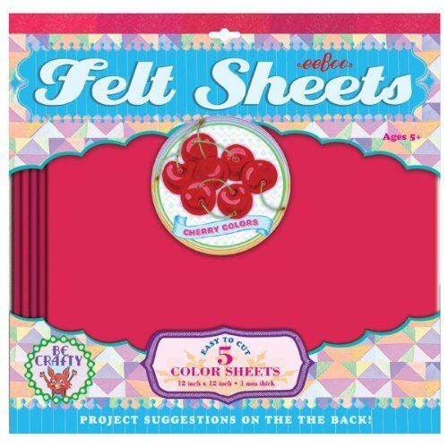 Cherry Colors Red Felt Sheets by eeBoo, 5 sheets