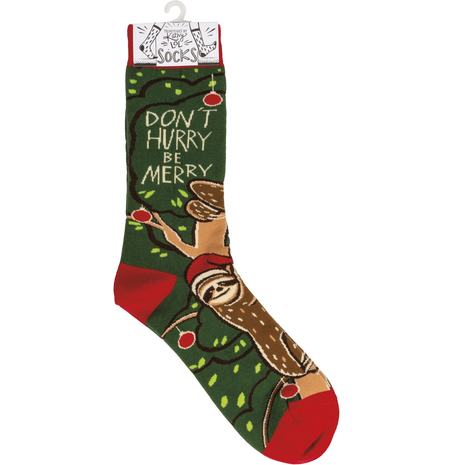 Primitives by Kathy Socks- Christmas Sloth - Don't Hurry Be Merry