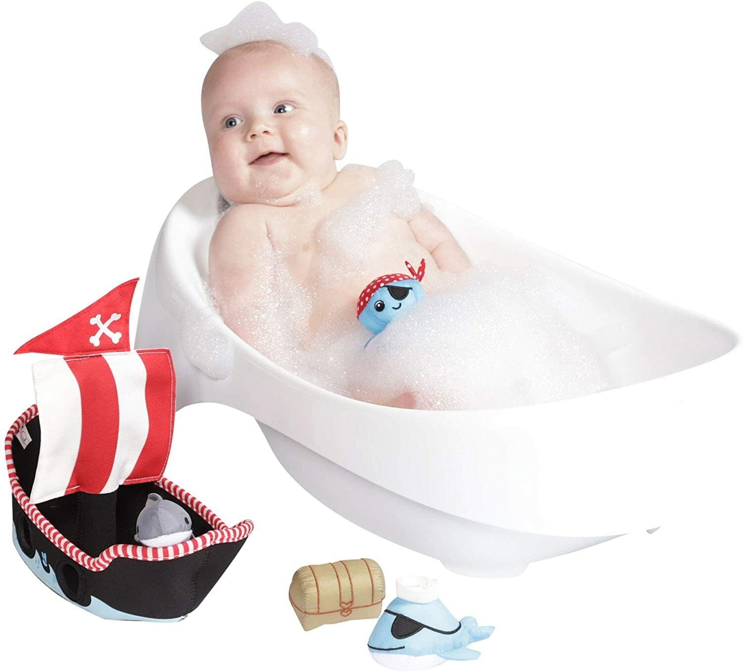 Manhattan Toy Neoprene Pirate Ship 5 Piece Floating Spill n Fill Bath Toy with