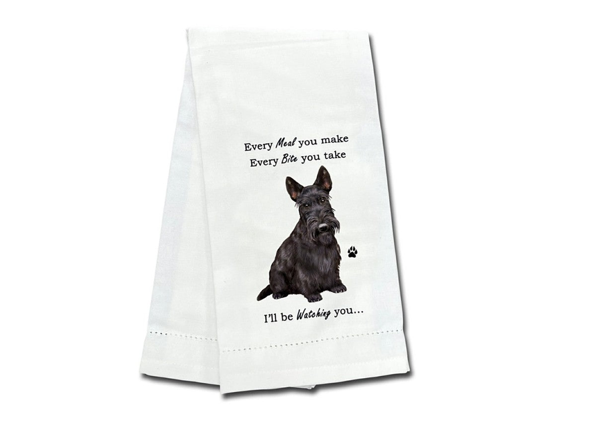 E&S Pets 711-35 Scottish Terrier, Scottie Dog Kitchen Towel, Off-white
